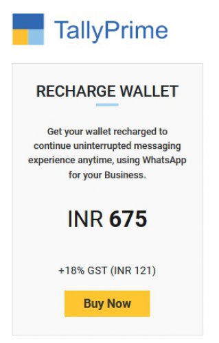 TallyPrime with WhatsApp - Top Up